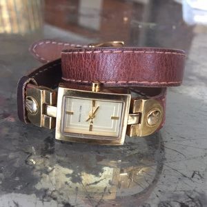 Michael Kors Genuine Leather Double Wrap Watch